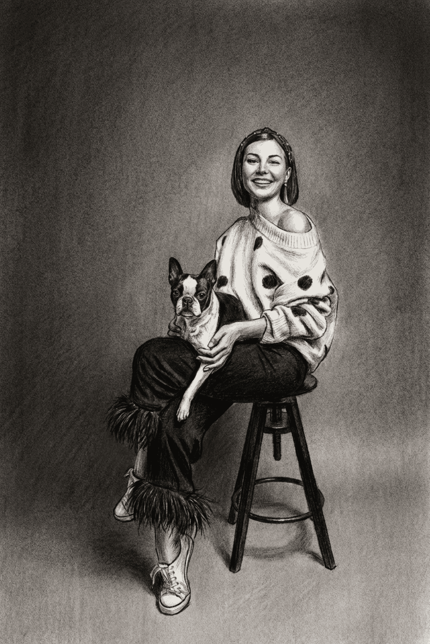 A Framory charcoal portrait sample — the gallery-quality style that always lands for dad.