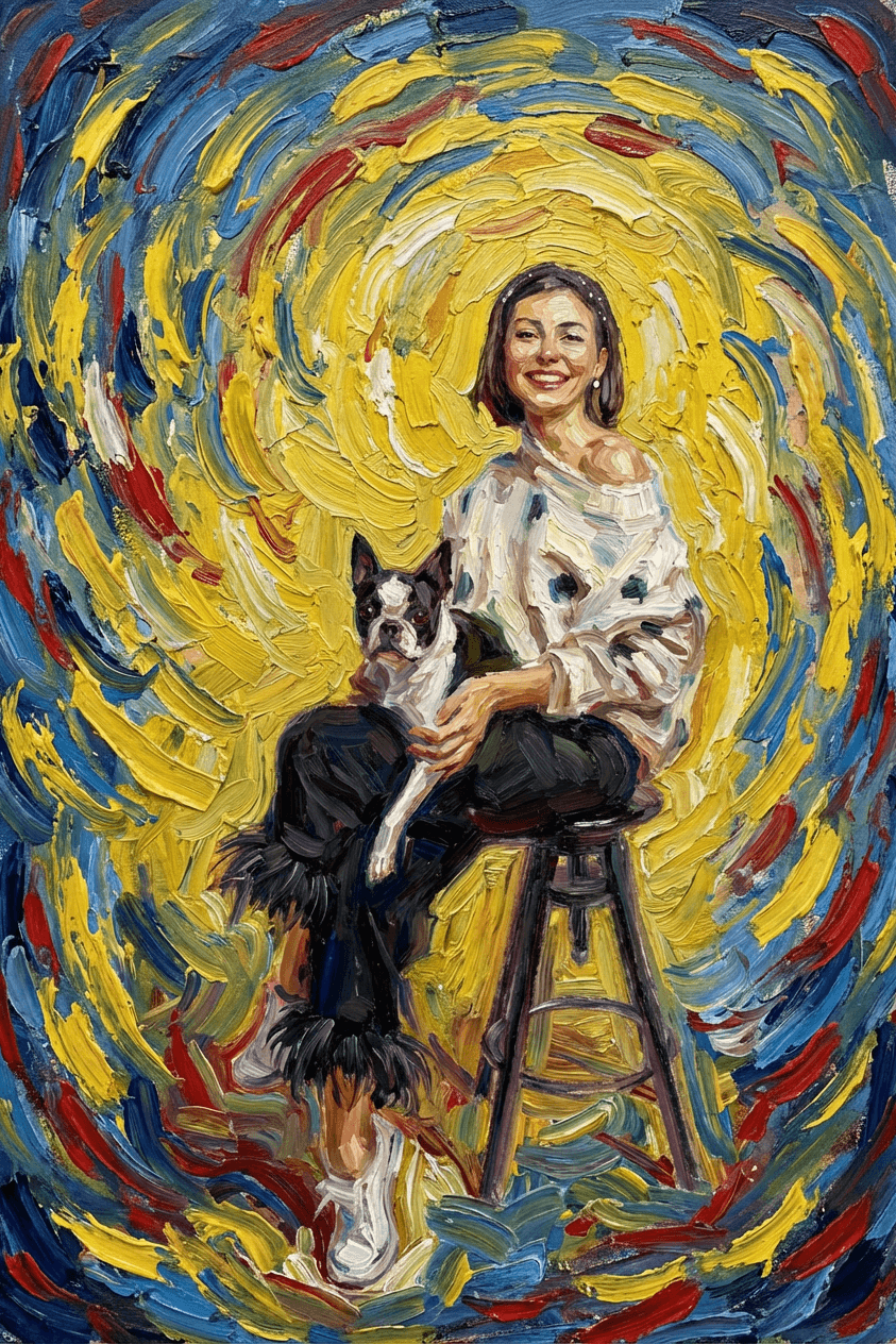 A Framory impressionist portrait sample — the atmospheric style that brings pet portraits to life.