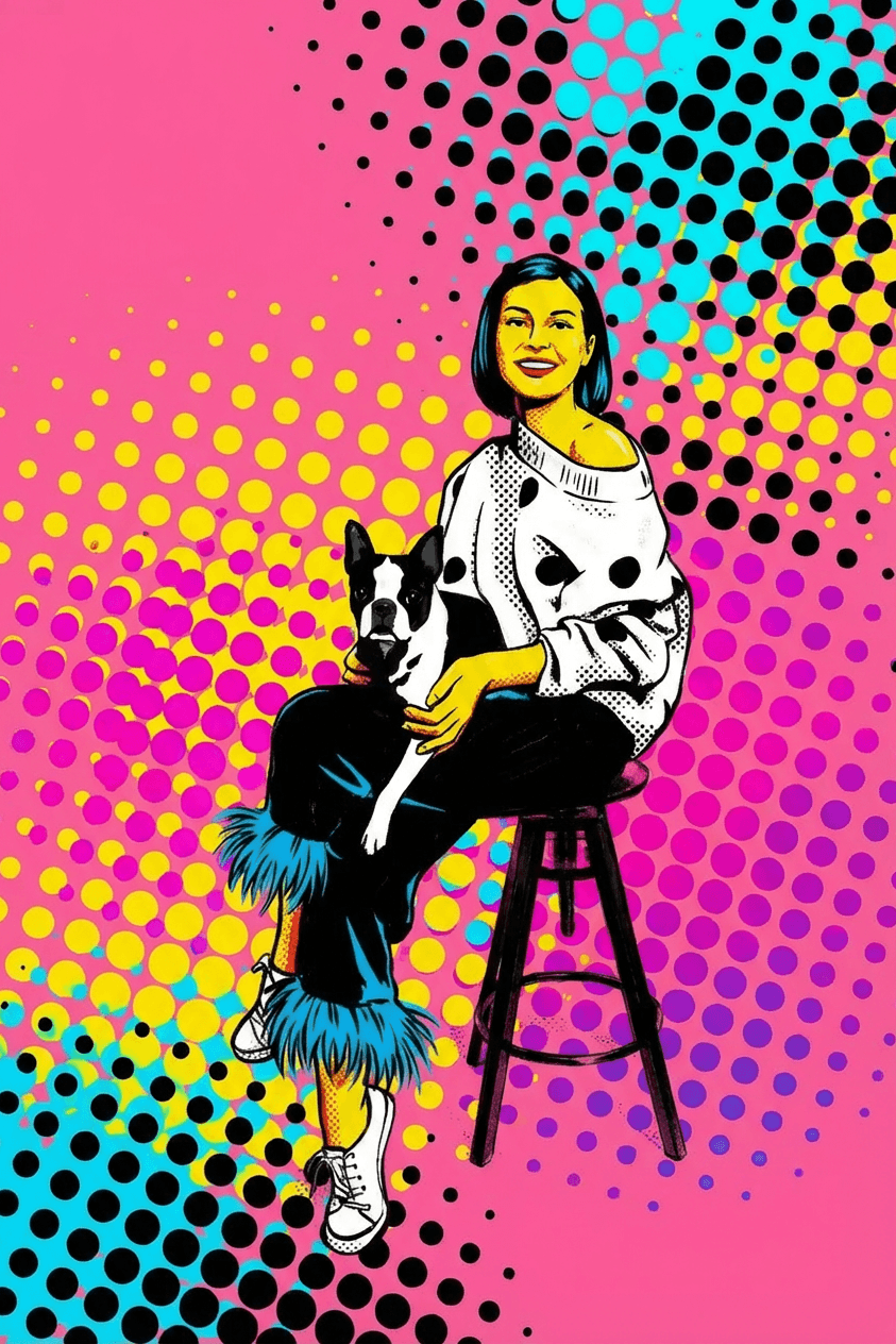 A Framory pop-art portrait sample — the bold, modern style that anchors a brand-new home.